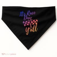 Its Race Day Yall Checkered Flag American Flag Race USA-Made Doggie Bandana thumb 0