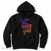 Its Race Day Yall Checkered Flag American Flag Race Hoodie thumb 0