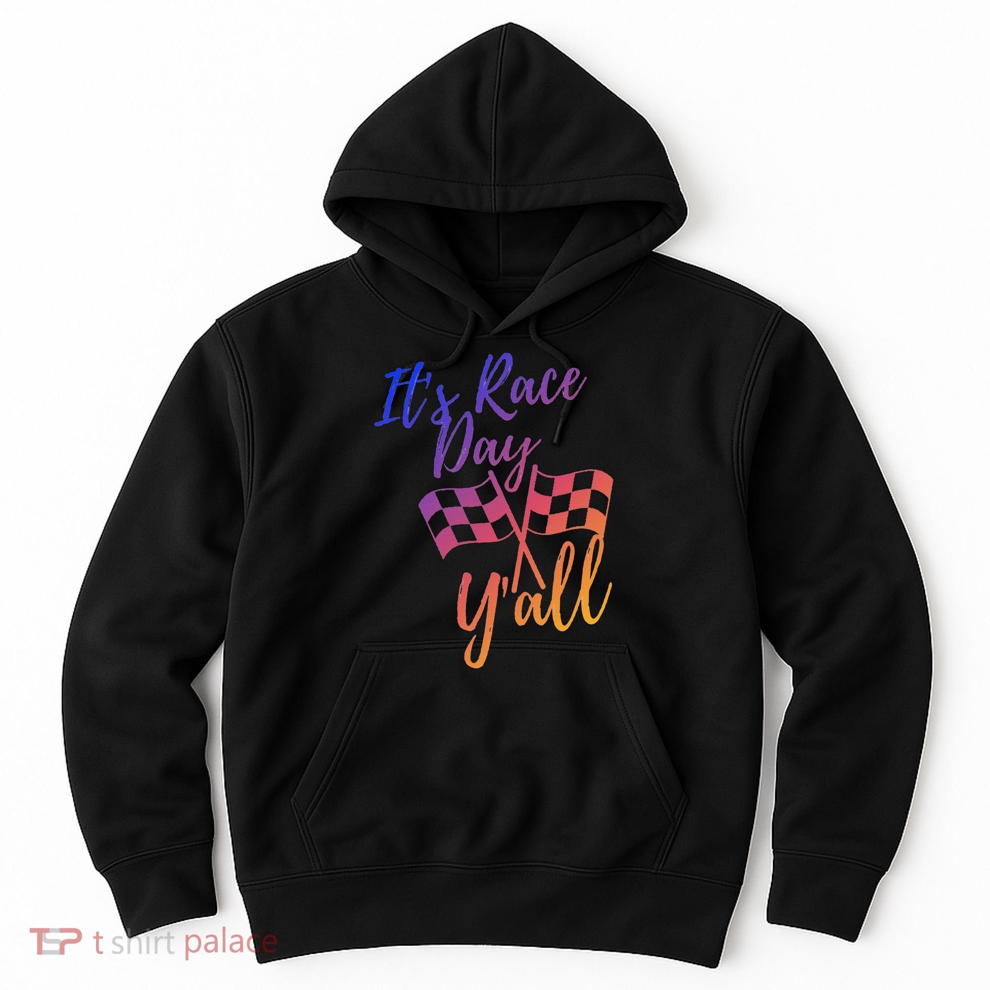 Its Race Day Yall Checkered Flag American Flag Race Hoodie