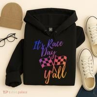 Its Race Day Yall Checkered Flag American Flag Race Hoodie thumb 4