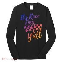 Its Race Day Yall Checkered Flag American Flag Race Long Sleeve Shirt thumb 0