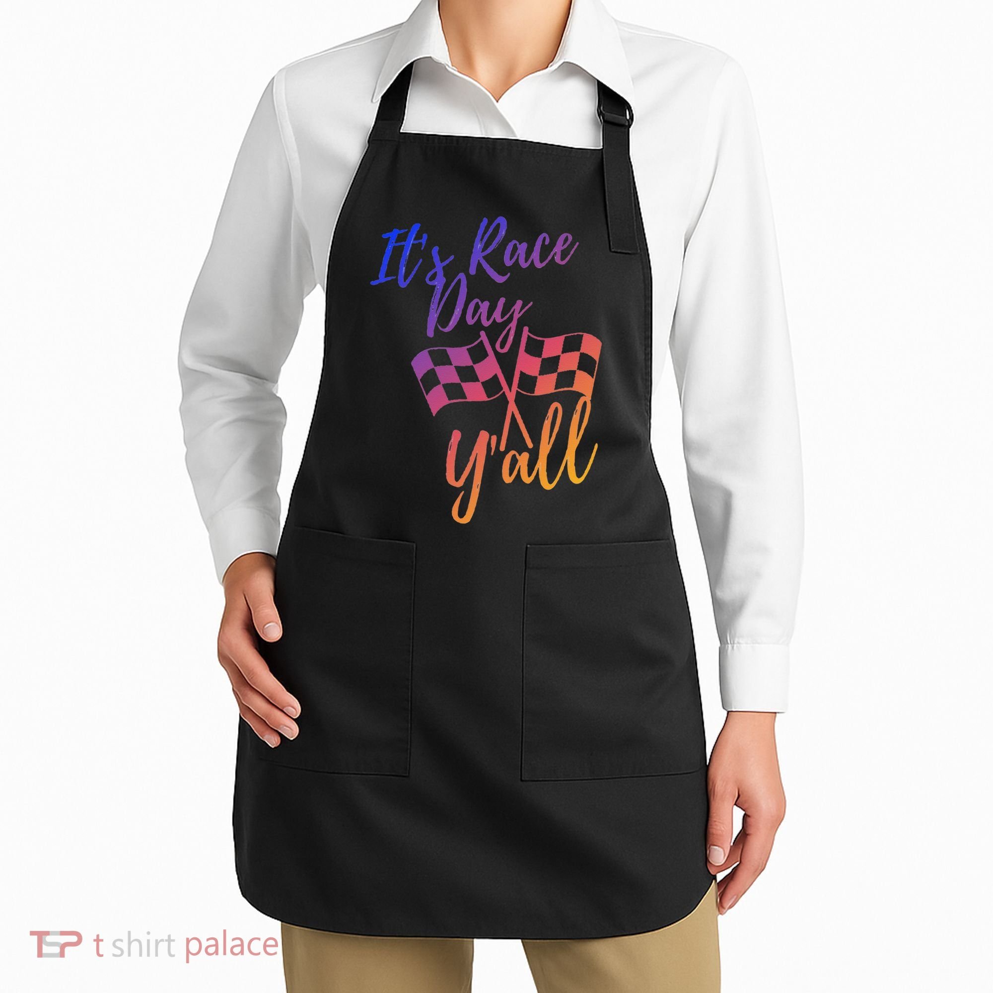 Its Race Day Yall Checkered Flag American Flag Race Apron