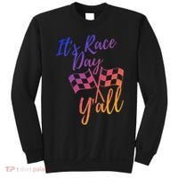 Its Race Day Yall Checkered Flag American Flag Race Sweatshirt thumb 0