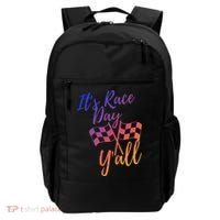 Its Race Day Yall Checkered Flag American Flag Race Backpack thumb 0