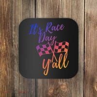 Its Race Day Yall Checkered Flag American Flag Race Coaster thumb 0