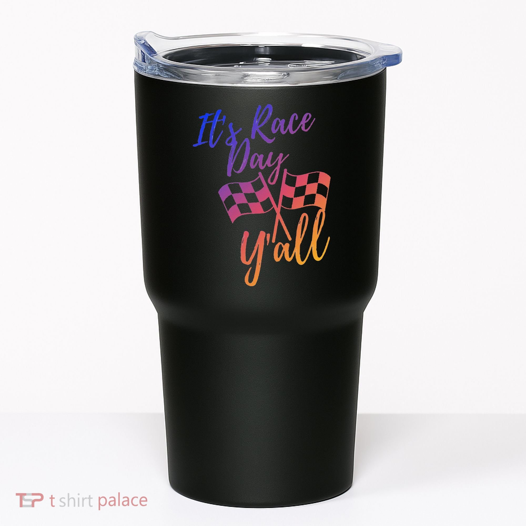 Its Race Day Yall Checkered Flag American Flag Race Tumbler