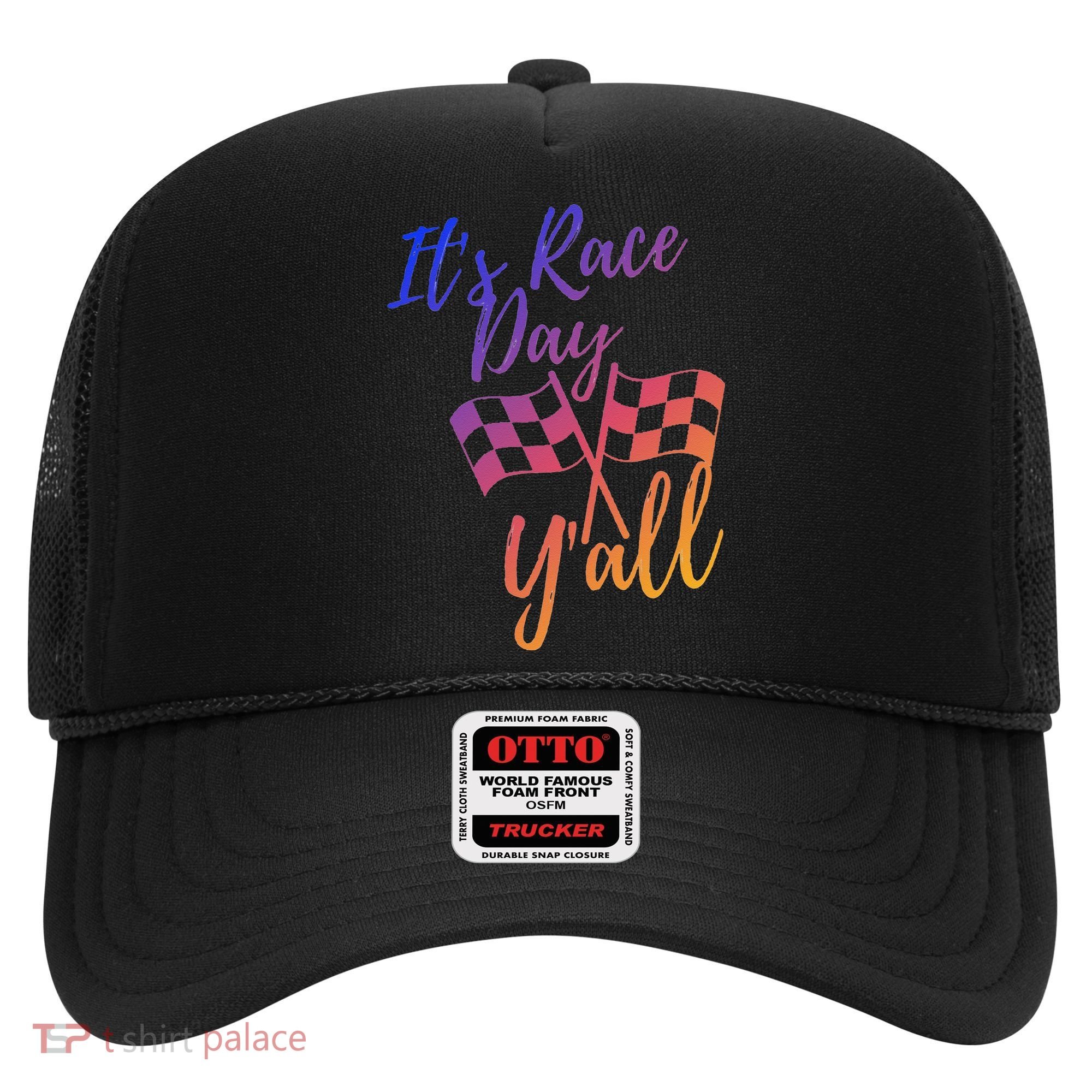 Its Race Day Yall Checkered Flag American Flag Race Hat
