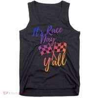 Its Race Day Yall Checkered Flag American Flag Race Tank Top thumb 0
