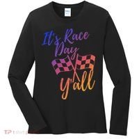 Its Race Day Yall Checkered Flag American Flag Race Women's Long Sleeve Shirt thumb 0