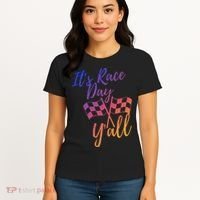 Its Race Day Yall Checkered Flag American Flag Race Women's T-Shirt thumb 4