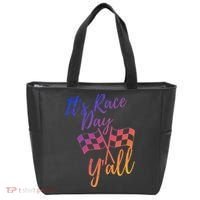 Its Race Day Yall Checkered Flag American Flag Race Tote Bag thumb 0