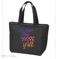 Its Race Day Yall Checkered Flag American Flag Race Tote Bag thumb 3