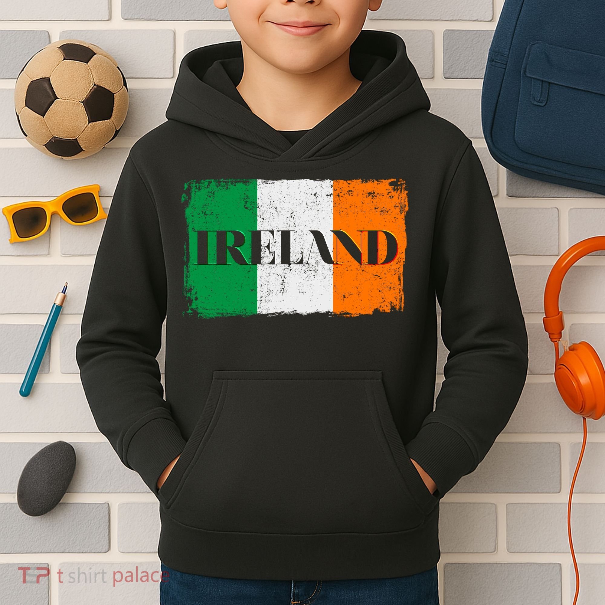 Ireland Grunge Flag Kids Hoodie