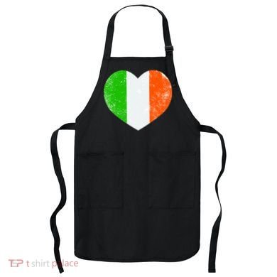 Ireland heart retro flag - St Patricks Day Apron