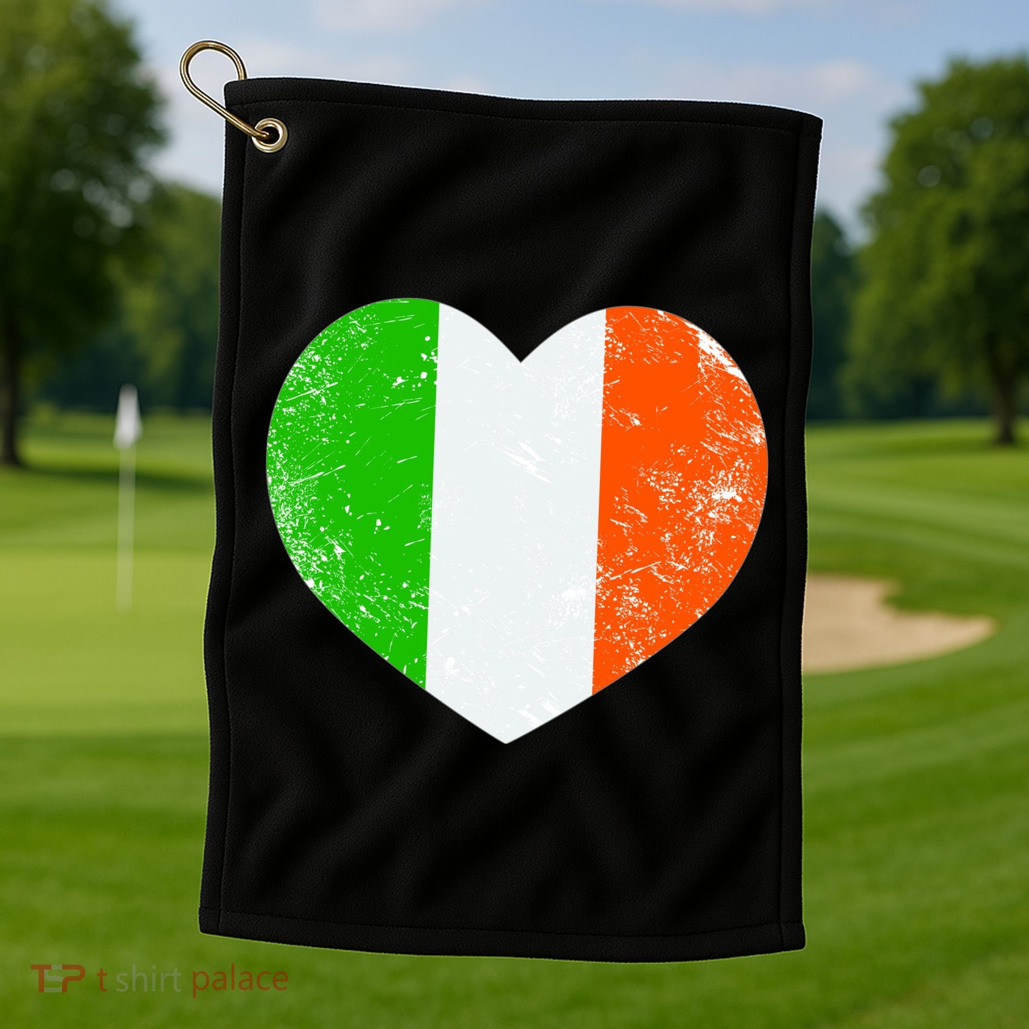 Ireland heart retro flag - St Patricks Day Golf Towel