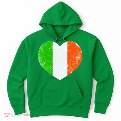 Ireland heart retro flag - St Patricks Day Hoodie