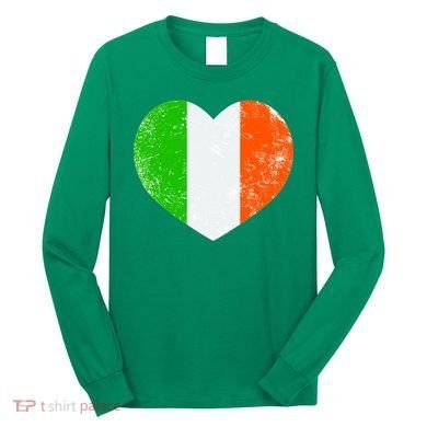 Ireland heart retro flag - St Patricks Day Long Sleeve Shirt