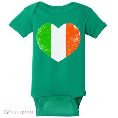 Ireland heart retro flag - St Patricks Day Baby Bodysuit