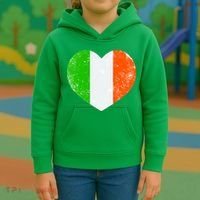 Ireland heart retro flag - St Patricks Day Kids Hoodie thumb 3