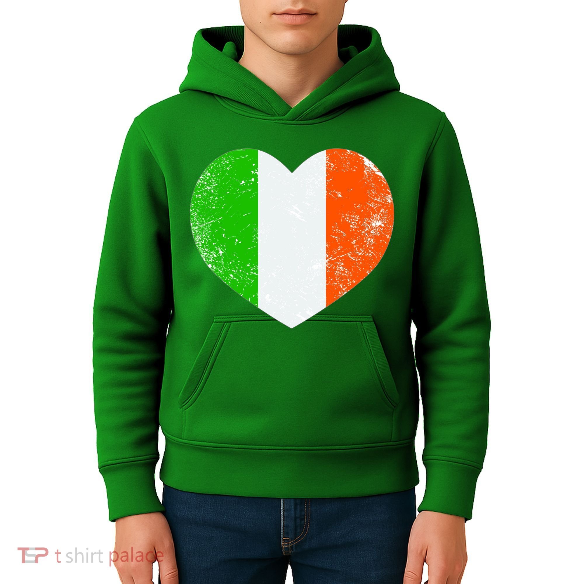Ireland heart retro flag - St Patricks Day Kids Hoodie