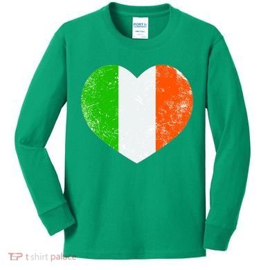 Ireland heart retro flag - St Patricks Day Kids Long Sleeve Shirt