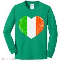 Ireland heart retro flag - St Patricks Day Kids Long Sleeve Shirt thumb 0