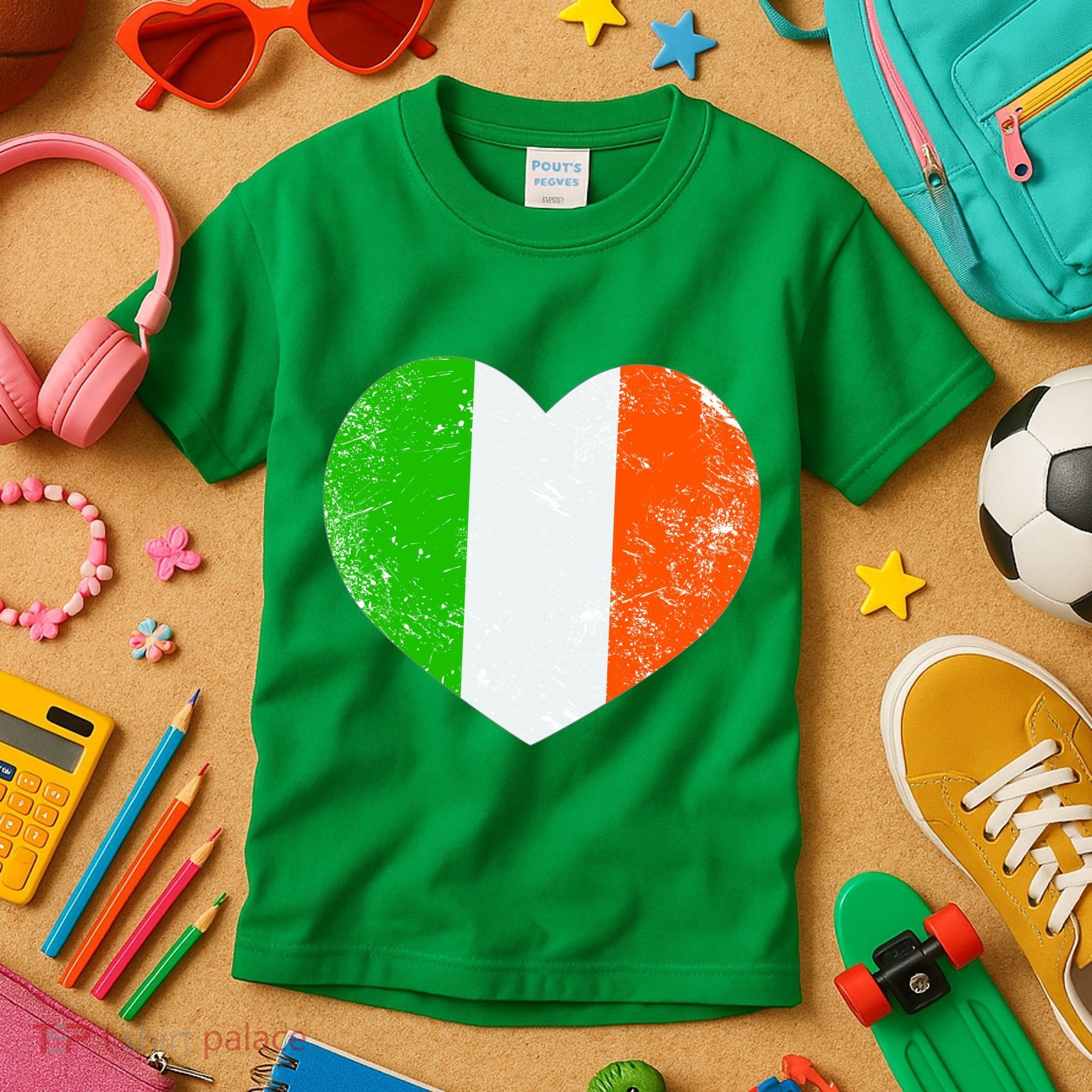 Ireland heart retro flag - St Patricks Day Kids T-Shirt