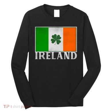 Ireland Shamrock Vintage Flag Long Sleeve Shirt