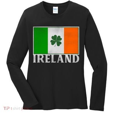 Ireland Shamrock Vintage Flag Women's Long Sleeve Shirt