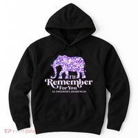 ILl Remember For You AlzheimerS Awareness Elephant Flower Hoodie thumb 0