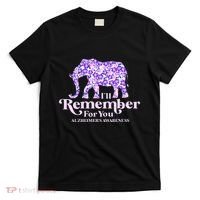 ILl Remember For You AlzheimerS Awareness Elephant Flower T-Shirt thumb 0