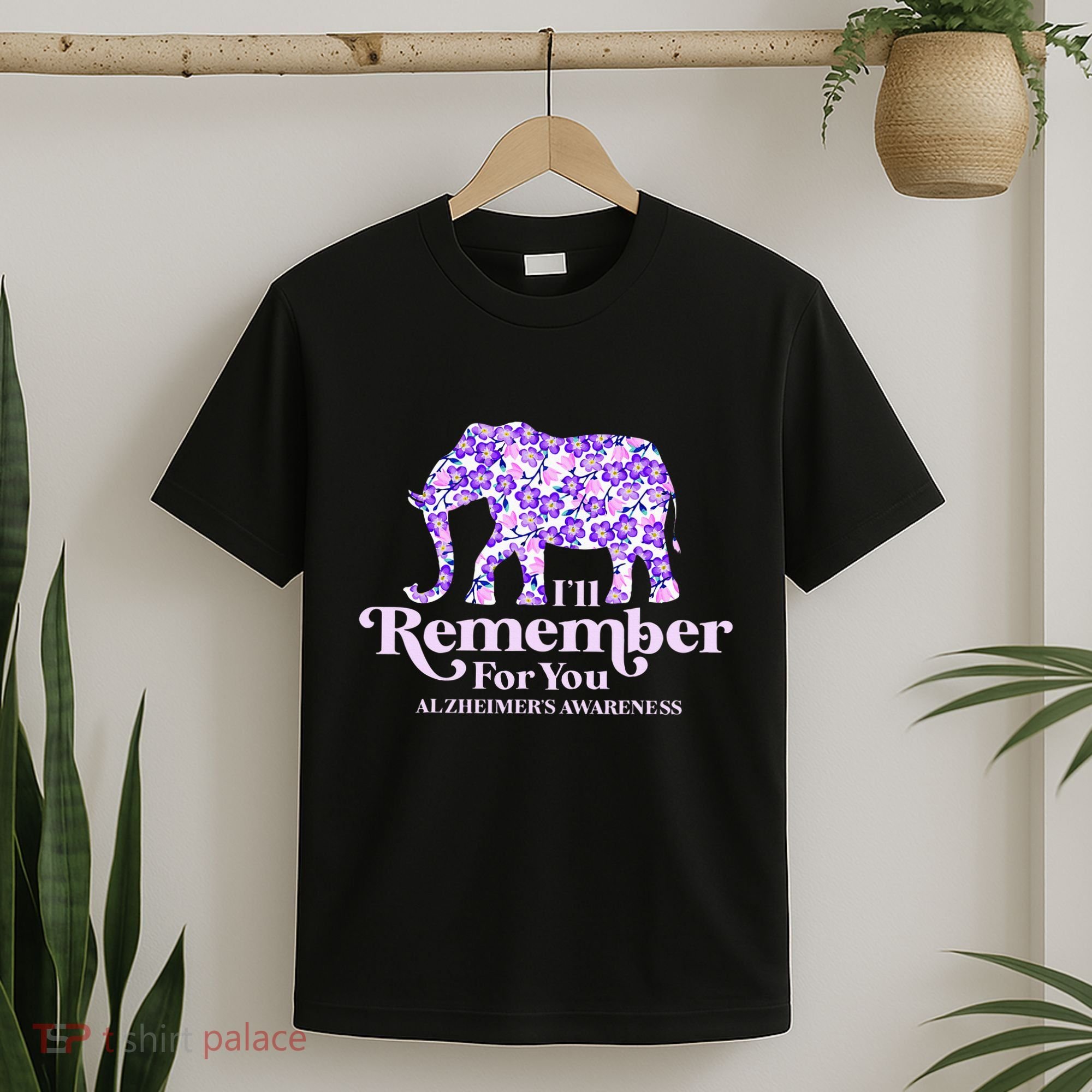 ILl Remember For You AlzheimerS Awareness Elephant Flower T-Shirt
