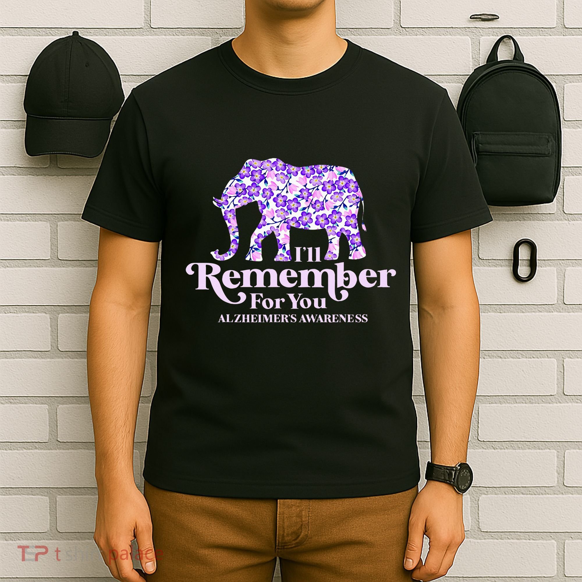 ILl Remember For You AlzheimerS Awareness Elephant Flower T-Shirt