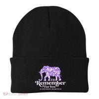 ILl Remember For You AlzheimerS Awareness Elephant Flower Beanie thumb 0