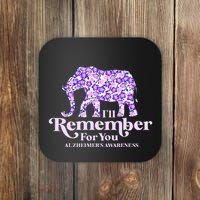 ILl Remember For You AlzheimerS Awareness Elephant Flower Coaster thumb 0