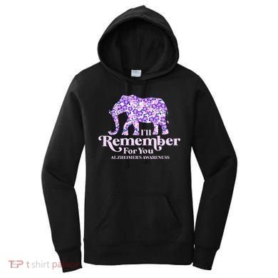 ILl Remember For You AlzheimerS Awareness Elephant Flower Women's Hoodie