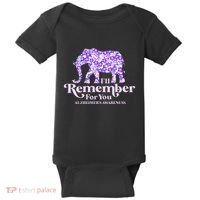 ILl Remember For You AlzheimerS Awareness Elephant Flower Baby Bodysuit thumb 0