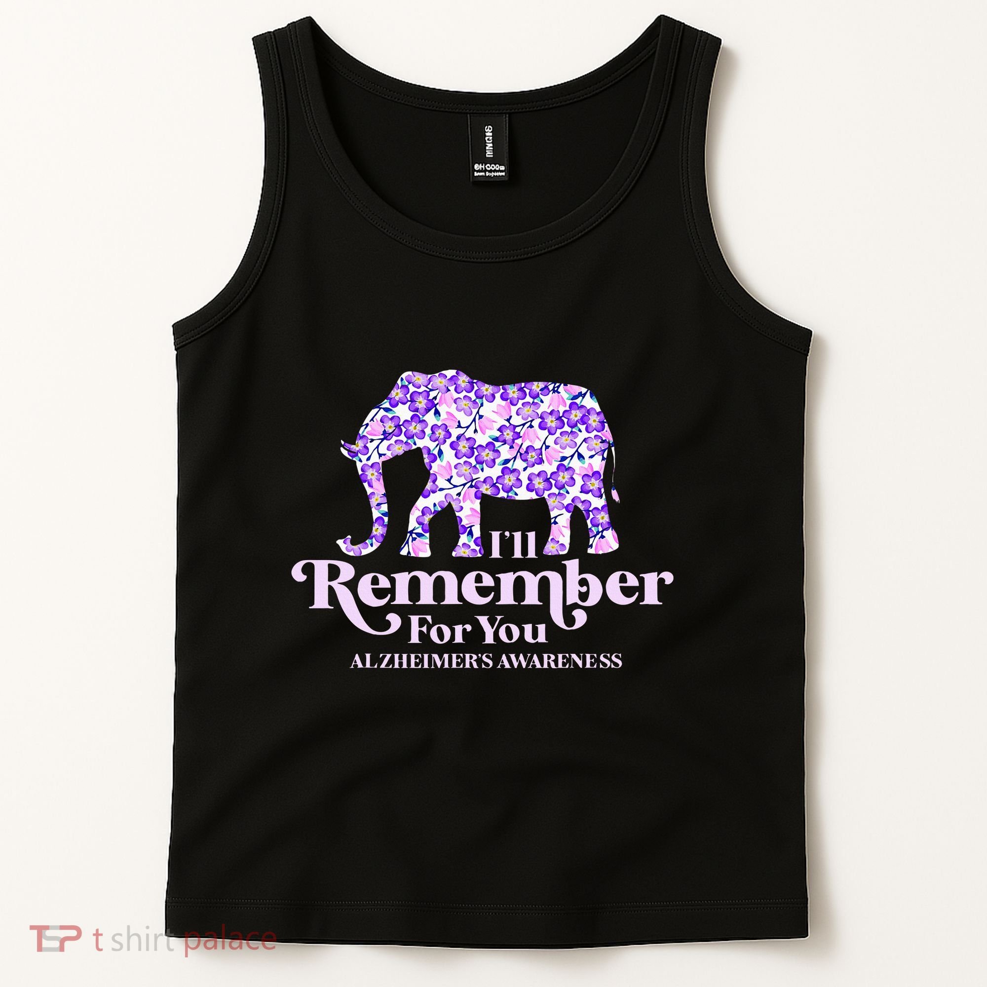 ILl Remember For You AlzheimerS Awareness Elephant Flower Tank Top