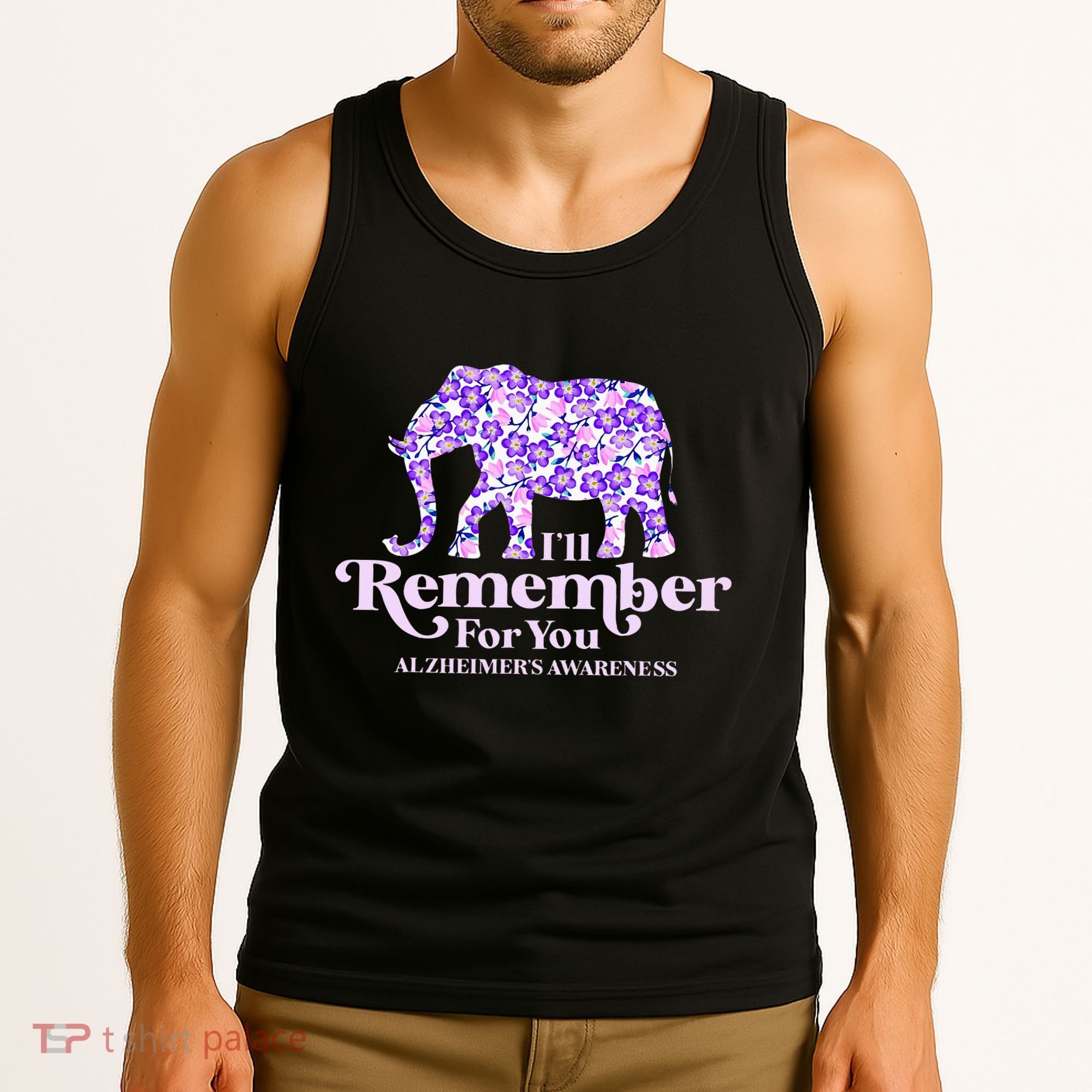 ILl Remember For You AlzheimerS Awareness Elephant Flower Tank Top