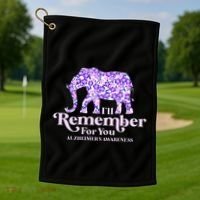 ILl Remember For You AlzheimerS Awareness Elephant Flower Golf Towel thumb 1