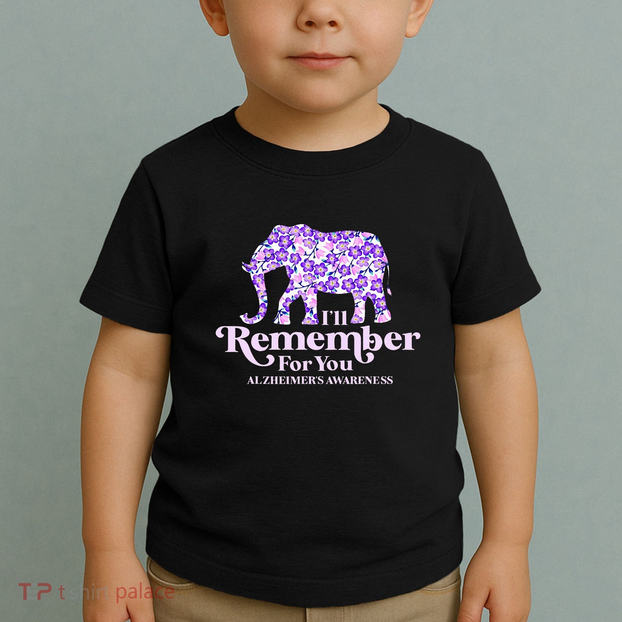ILl Remember For You AlzheimerS Awareness Elephant Flower Toddler T-Shirt