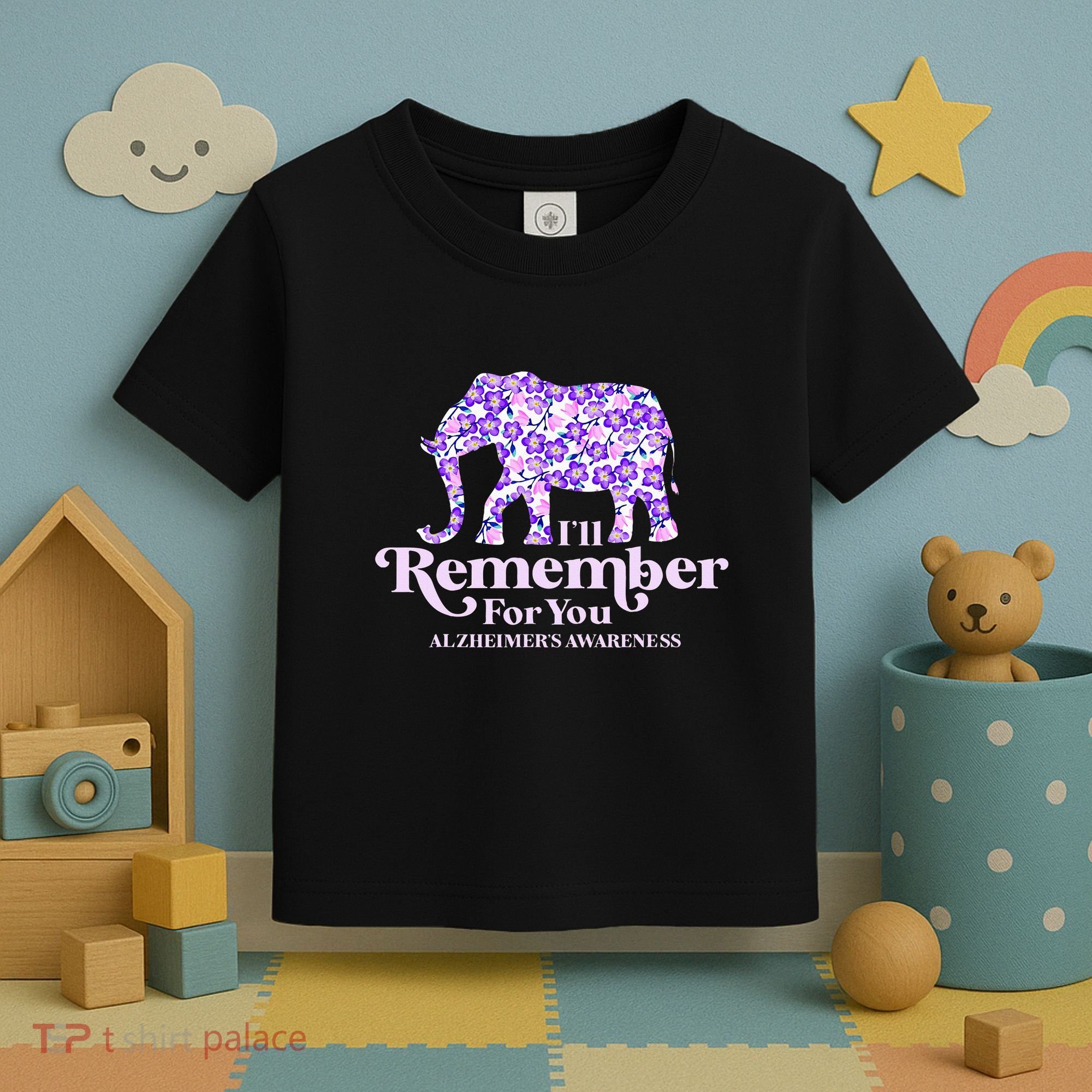 ILl Remember For You AlzheimerS Awareness Elephant Flower Toddler T-Shirt