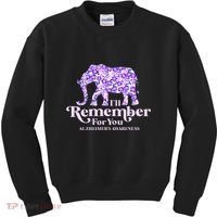 ILl Remember For You AlzheimerS Awareness Elephant Flower Kids Sweatshirt thumb 0