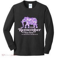 ILl Remember For You AlzheimerS Awareness Elephant Flower Kids Long Sleeve Shirt thumb 0