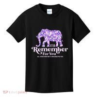 ILl Remember For You AlzheimerS Awareness Elephant Flower Kids T-Shirt thumb 0