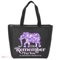 ILl Remember For You AlzheimerS Awareness Elephant Flower Tote Bag thumb 0