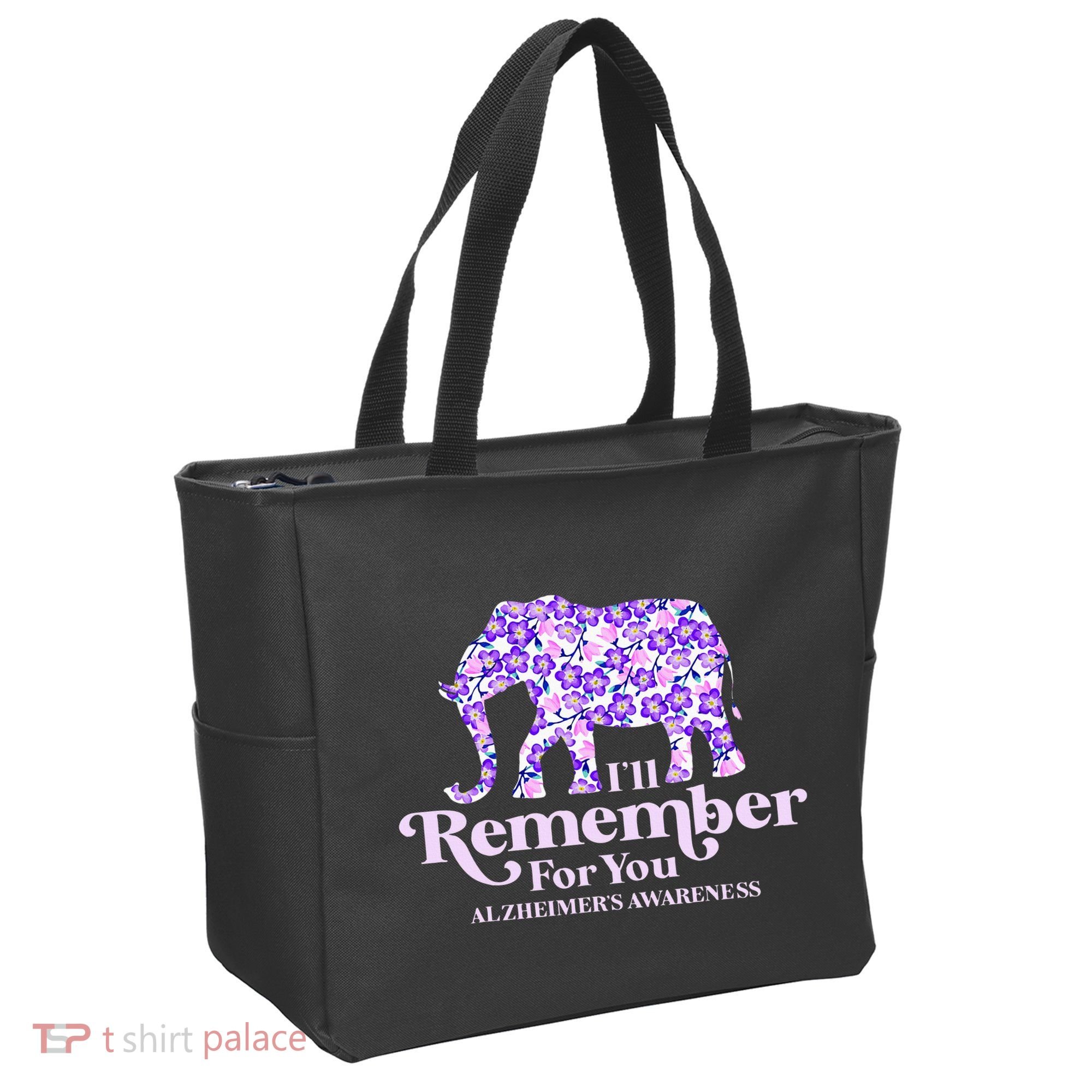 ILl Remember For You AlzheimerS Awareness Elephant Flower Tote Bag