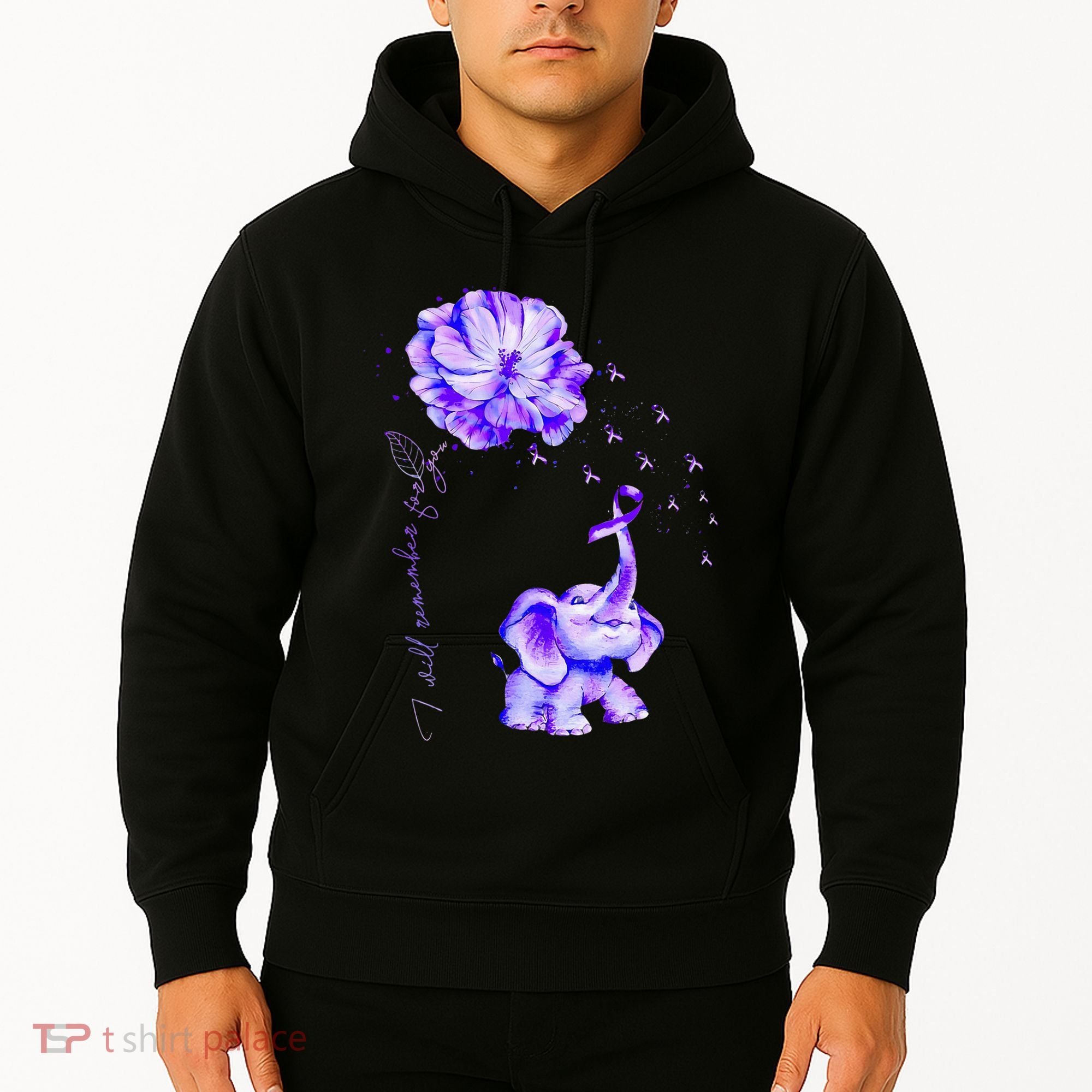 ILl Remember For You Purple Elephant AlzheimerS Awareness Hoodie