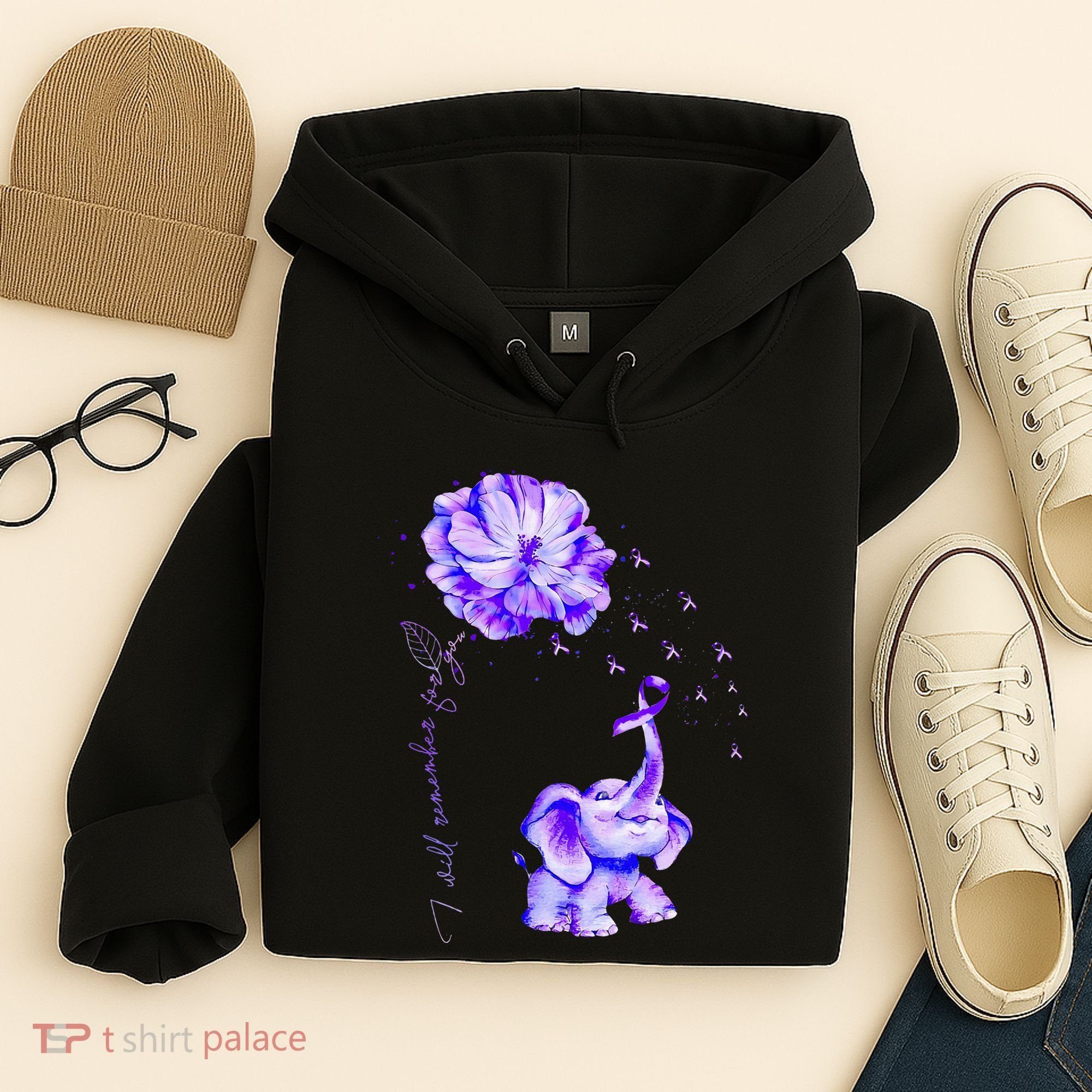 ILl Remember For You Purple Elephant AlzheimerS Awareness Hoodie