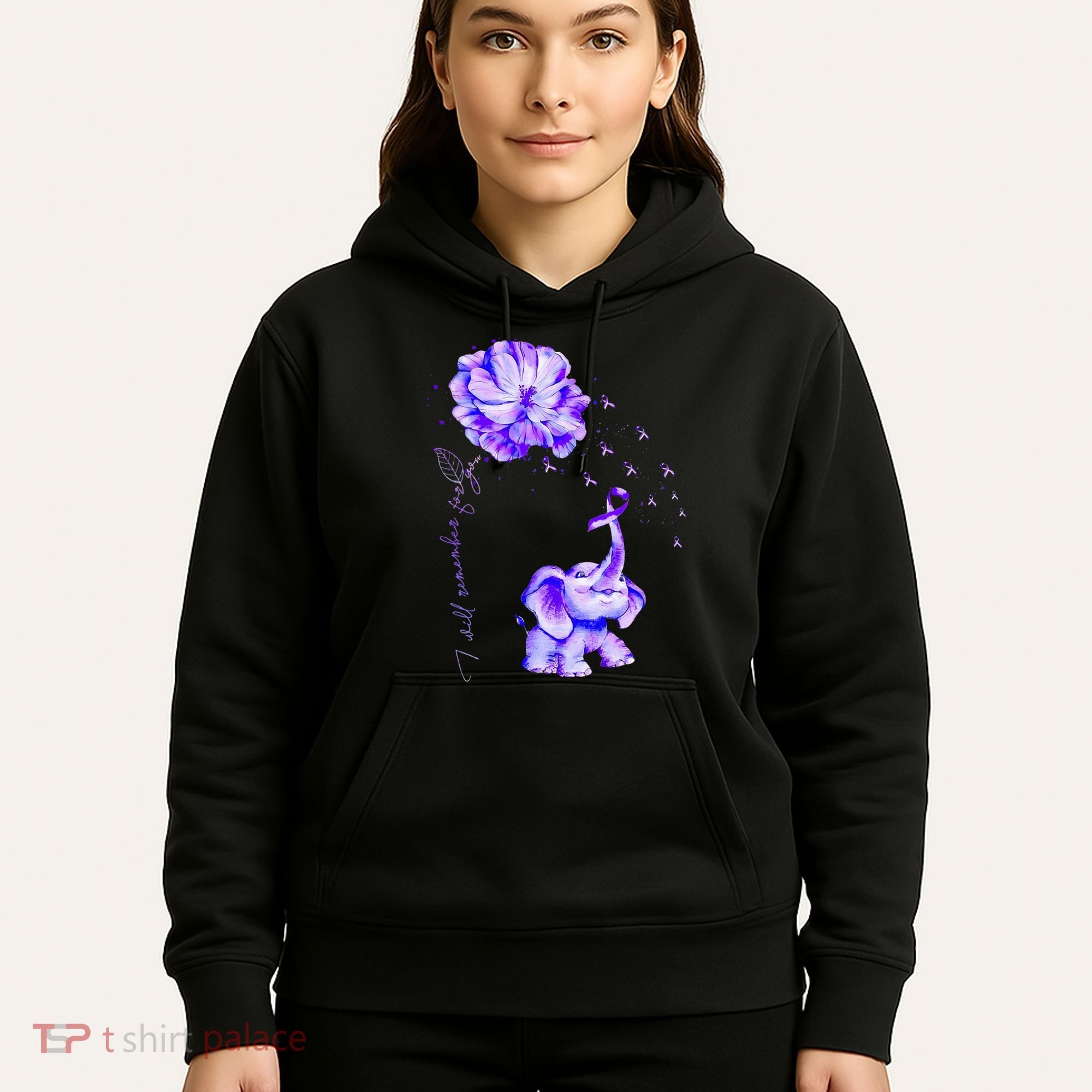 ILl Remember For You Purple Elephant AlzheimerS Awareness Hoodie